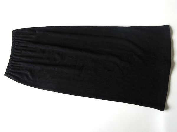 希少 90sビンテージ Plantation プランテーション 1998SS 楊柳 皺加工 ウエストゴム サマーウール ロングスカート M 黒 ブラック 日本製