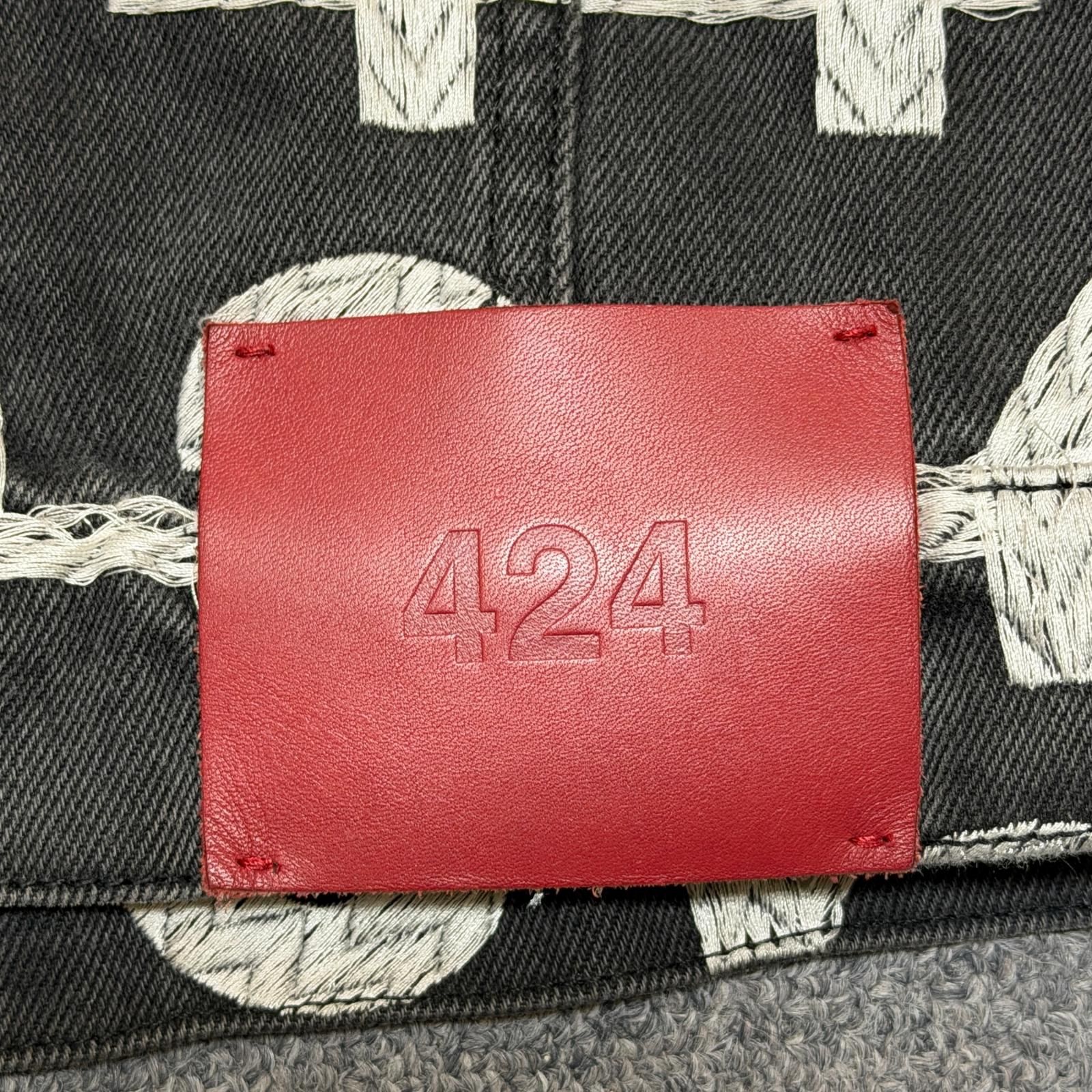 424 ロゴ総柄刺繍デニムジャケット Gジャン デニムジャケット フォー 