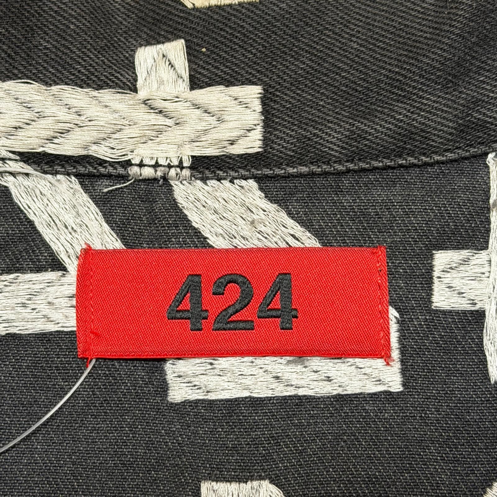 424 ロゴ総柄刺繍デニムジャケット Gジャン デニムジャケット フォー