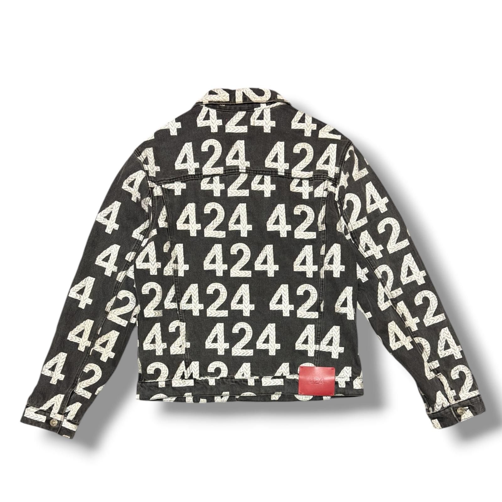 424 デニムジャケット 424 ロゴ総柄刺繍デニムジャケット Gジャン デニムジャケット フォー