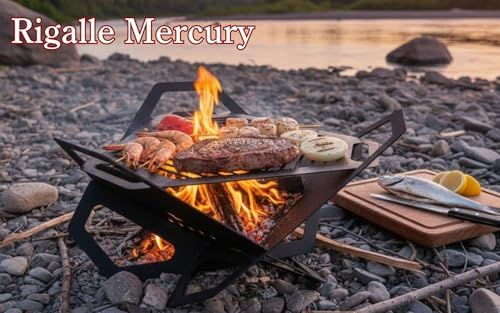 Rigalle Mercury 頑丈で歪みにくい鉄製 焚き火台 アイアン ブラック 1?4人用 軍手付きso 2541a016 Rigalle Mercury 頑丈で歪みにくい鉄製 焚き火台 アイアン ブラック 1?4人用 軍手付きso 2541a016
