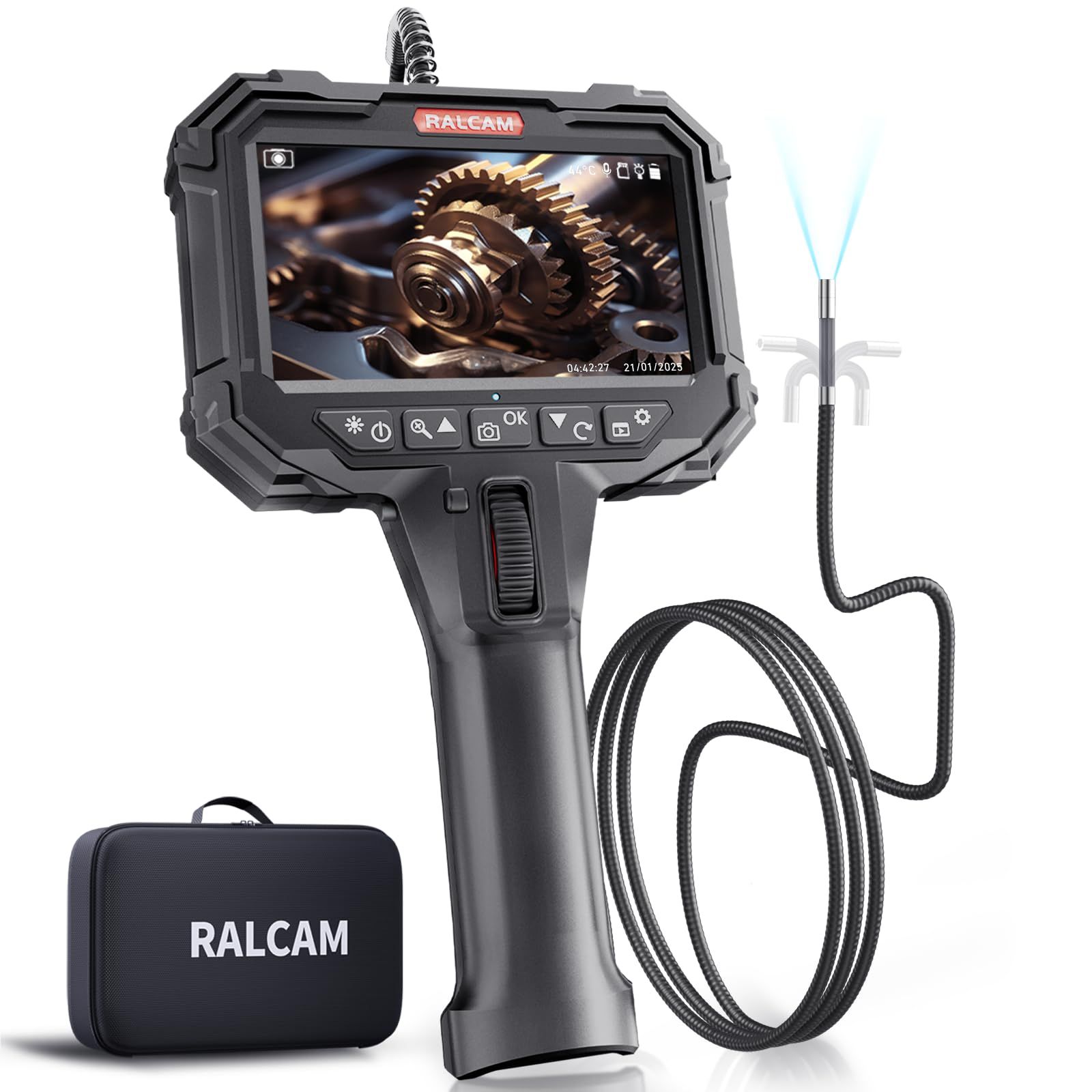 Ralcam ファイバースコープ先端可動式 5インチ液晶内視鏡 6.2mm極細防水スコープカメラ 自動車エンジン・配管・機械検査用so 74561219