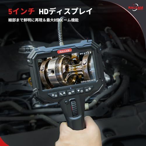 Ralcam ファイバースコープ先端可動式 5インチ液晶内視鏡 6.2mm極細防水スコープカメラ 自動車エンジン・配管・機械検査用so 74561219