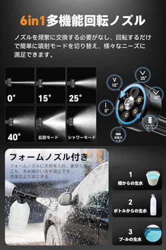 高圧洗浄機 22L折り畳みバケツ付き コードレス高圧洗浄機 充電式 10MPa圧力 30000mAh 最大噴射距離10M 3段階水?調節 約18モード調節可能 出水自動化 ボタン長押し不要 6in1多機能ノズル フォームノズル 洗車店監修 洗 ff4cbf5d 高圧洗浄機 22L折り畳みバケツ付き コードレス高圧洗浄機 充電式 10MPa圧力 30000mAh 最大噴射距離10M 3段階水?調節 約18モード調節可能 出水自動化 ボタン長押し不要 6in1多機能ノズル フォームノズル 洗車店監修 洗 ff4cbf5d
