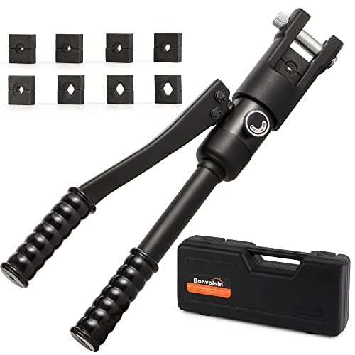 Bonvoisin 油圧圧着工具 高速型 圧着ペンチ 10-120mm? ハイドロプライヤー 銅/アルミ端子用 ダイス8種付き 専用ケース付き 手動 裸端子圧着用 出力12T 日本語説明書 (MK120)so c5983bd8