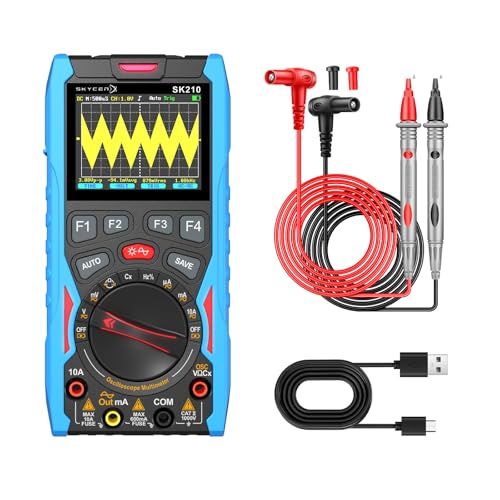 SK210 デジタルオシロスコープマルチメーター、50Mspサンプリング、12MHz帯域幅、6000カウントTrue RMS、6cm（2.4インチ）カラーディスプレイ、波形ジェネレーター、自動/手動範囲、過負荷保護so 7275e0fc