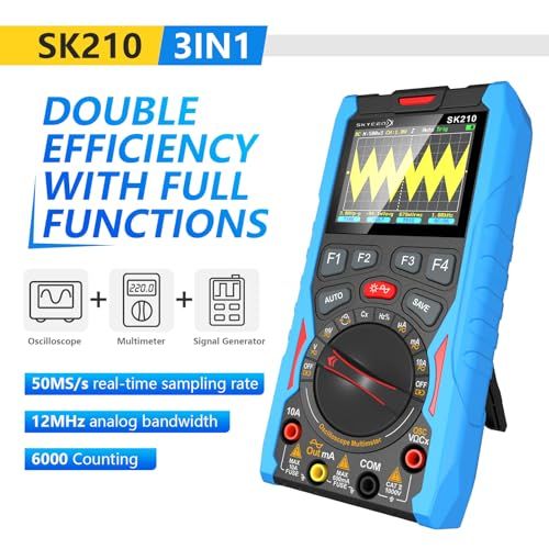 SK210 デジタルオシロスコープマルチメーター、50Mspサンプリング、12MHz帯域幅、6000カウントTrue RMS、6cm（2.4インチ）カラーディスプレイ、波形ジェネレーター、自動/手動範囲、過負荷保護so 7275e0fc