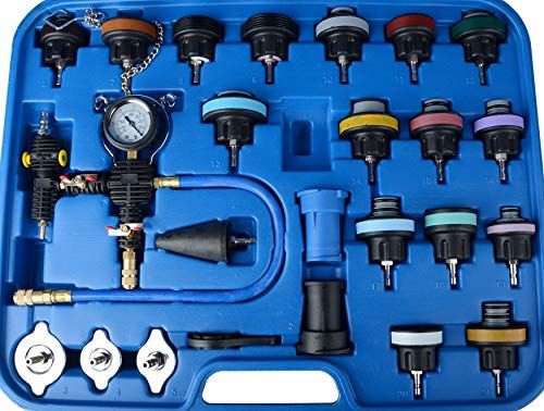 DAYUAN 水タンク漏れ検知器 漏れ検出ツール 28個 リークテスター ラジエータープレッシャーテスター 自動車用真空冷却システムキット 汎用 水タンクアダプター 収納ケース付きso fc4dc67c