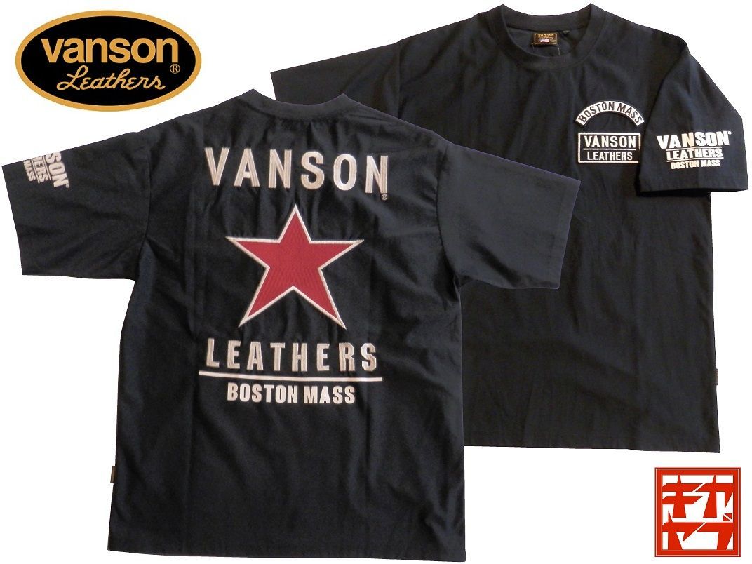 バンソン／vanson／Mサイズ／ドライ半袖Ｔシャツ／NVST-2519／ブラック／新品／送料無料／UVカット／吸水速乾／バイカー／ワンスター