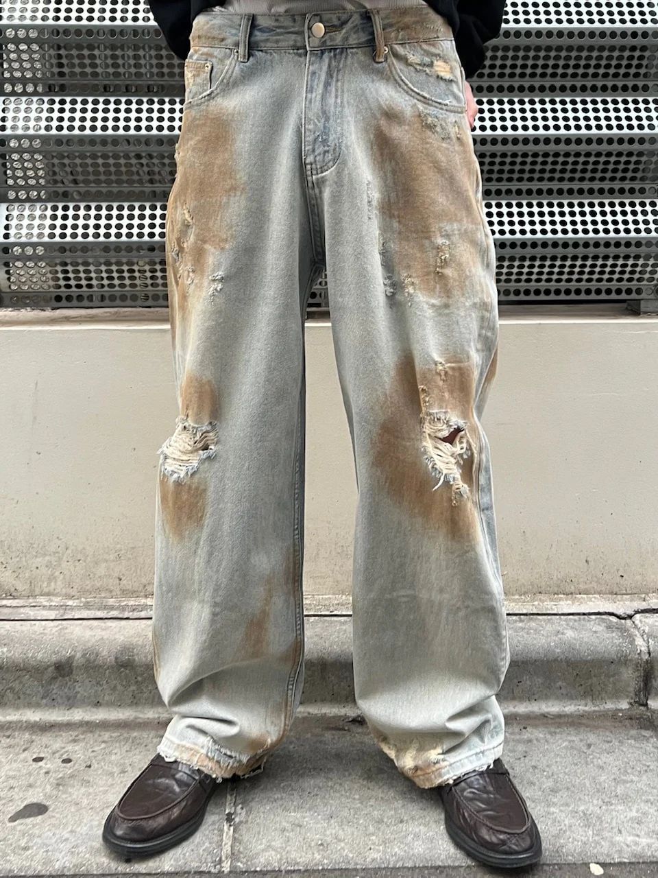 受注制【Chikashitsu +】bloody wash damage denim pants wash 受注制 