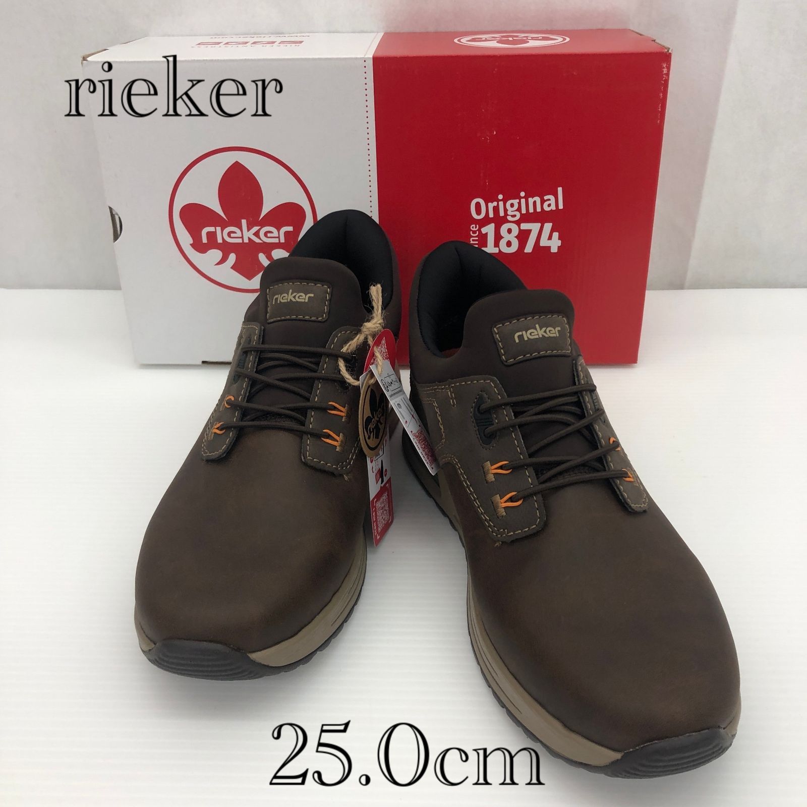 極美品 riekr リーカー クッション ヒールスリップオン スニーカー ブラウンー メンズ B1051-25 25㎝ ブラウン メンズ 靴_255068