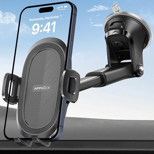 吸盤携帯電話ホルダー フロントガラス/ダッシュボード/窓用 ユニバーサルダッシュボード&フロントガラス用 丈夫な吸盤 車載電話マウント 強力な粘着ジェルパッド付き iPhone Samsung その他のスマートフォンに対応 国内発送 b17804de