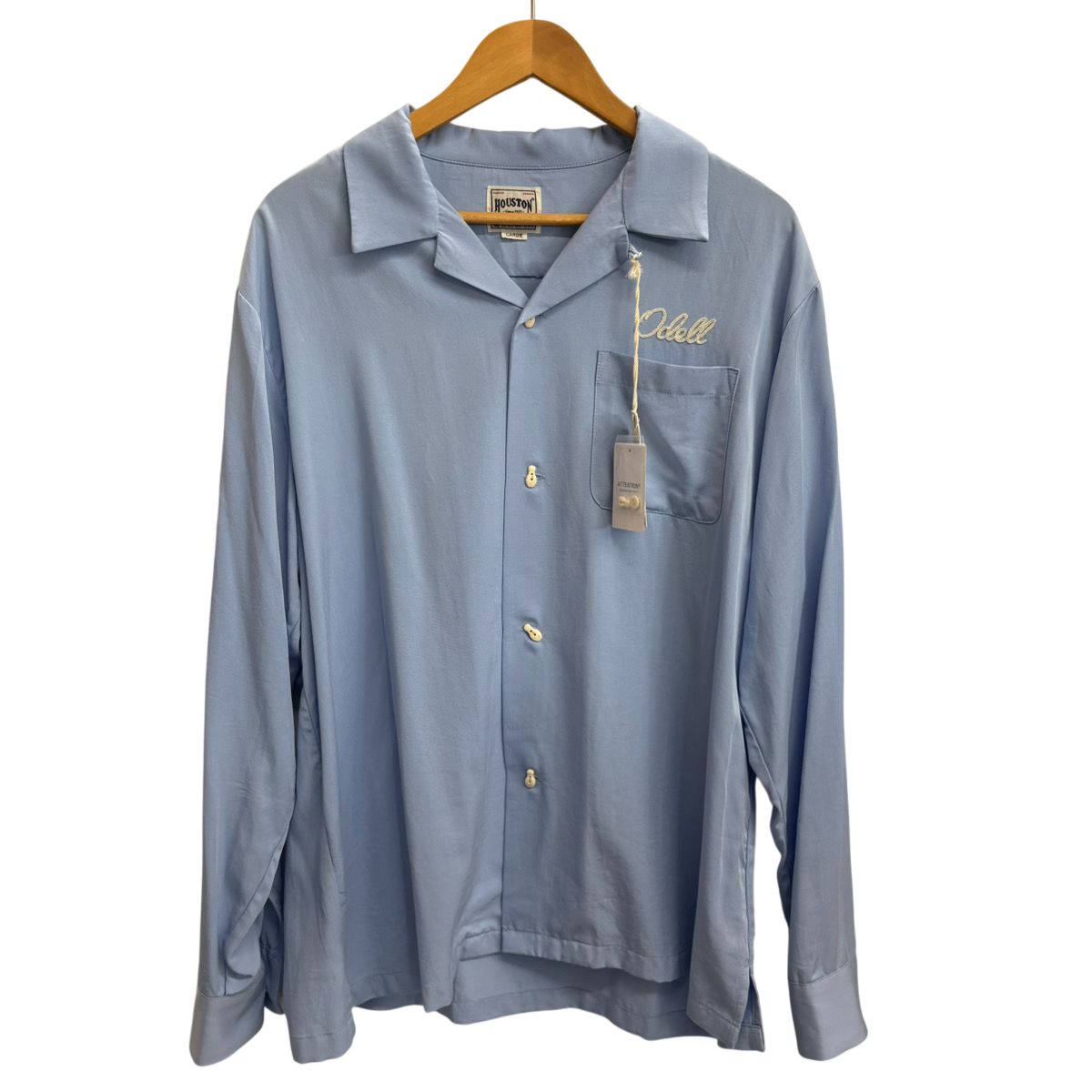 ヒューストン HOUSTON 4 BOWLING L/S SHIRT(LEBANON VALLEY) -BLUE 41174 長袖シャツ ブルー Lサイズ 201MT-5903