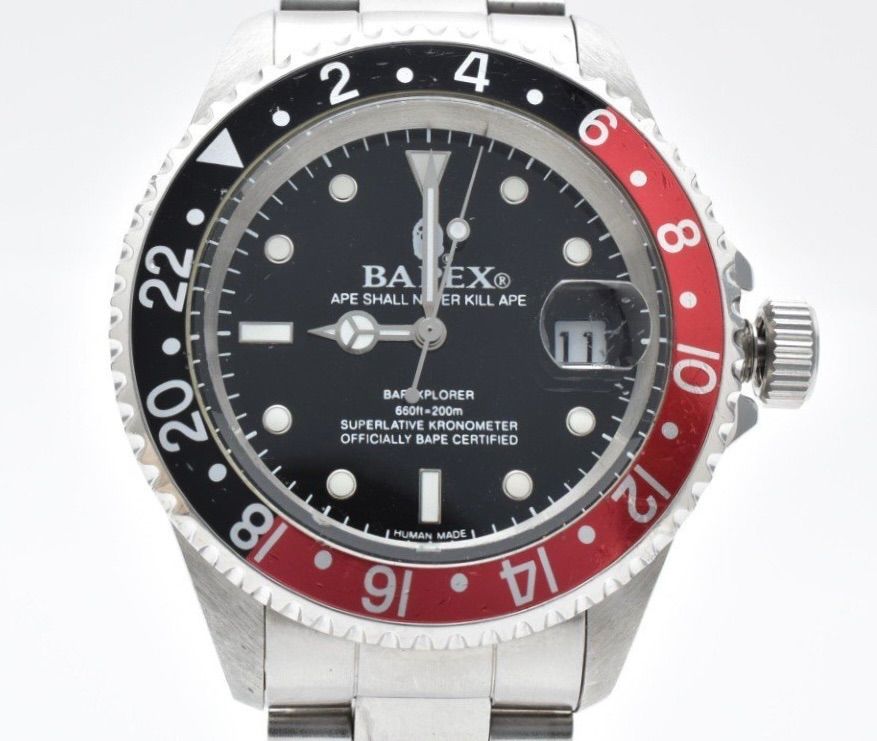 アベイシングエイプ BAPEX BAPEXPLORER 赤黒ベゼル 自動巻き メンズ 腕時計