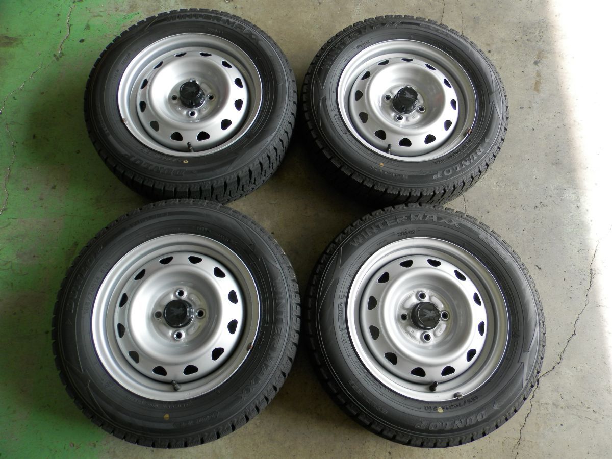 マーチ キャロウィン 14インチ 社外スチールホイール付スタッドレスタイヤ 4本SET 165/70R14 2024年製 5.0J 4H 100 62φ
