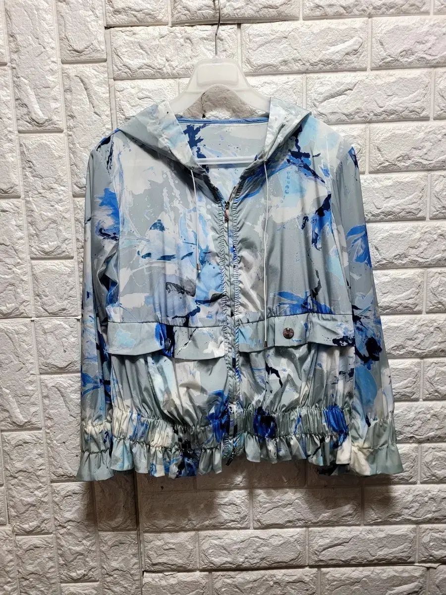 ARMANI アルマーニ ブルー ペインティング フード ウィンドブレーカー