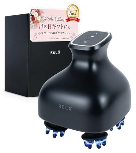 【新品】RELX 【AbemaTVで紹介】 EMS ヘッドスパ IPX7防水【日本企業企画】美容家電 頭皮ブラシ 頭皮ケア ギフト プレゼント スカルプケア (マットブラック) beeb46da