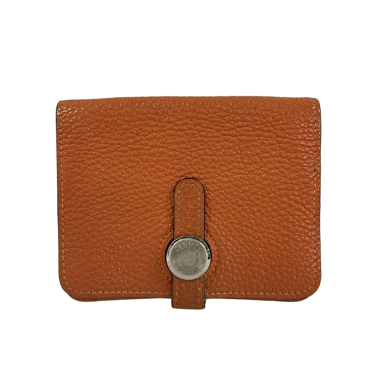 HERMES(エルメス) カードケース ドゴン オレンジ シルバー金具