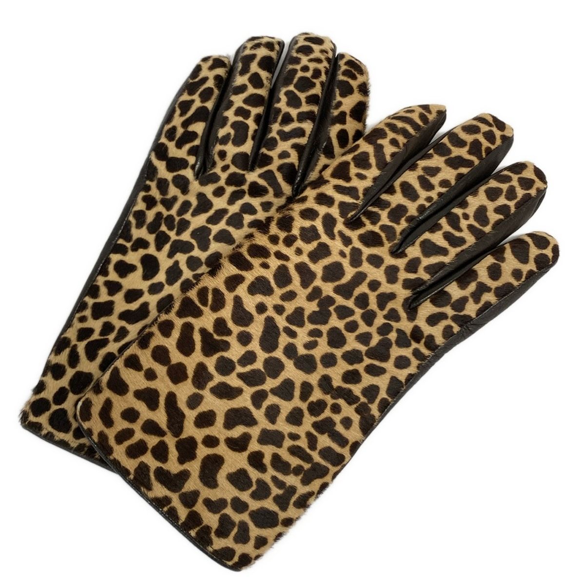 Gloves(グローブス) 手袋 レディース美品 - ベージュ×ダークブラウン 豹柄