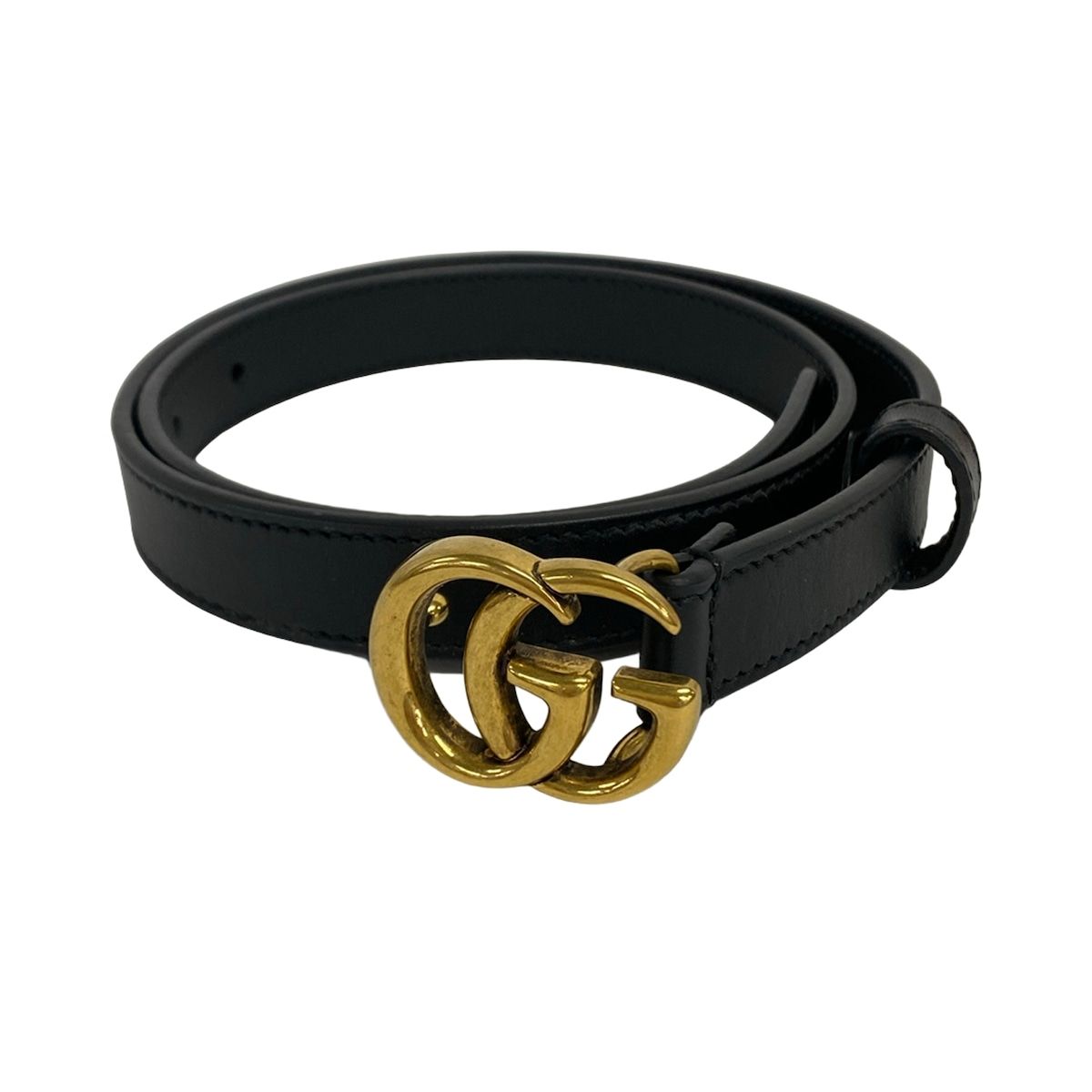 GUCCI(グッチ) ベルト 70.28美品 - 409417 黒 ダブルG レザー