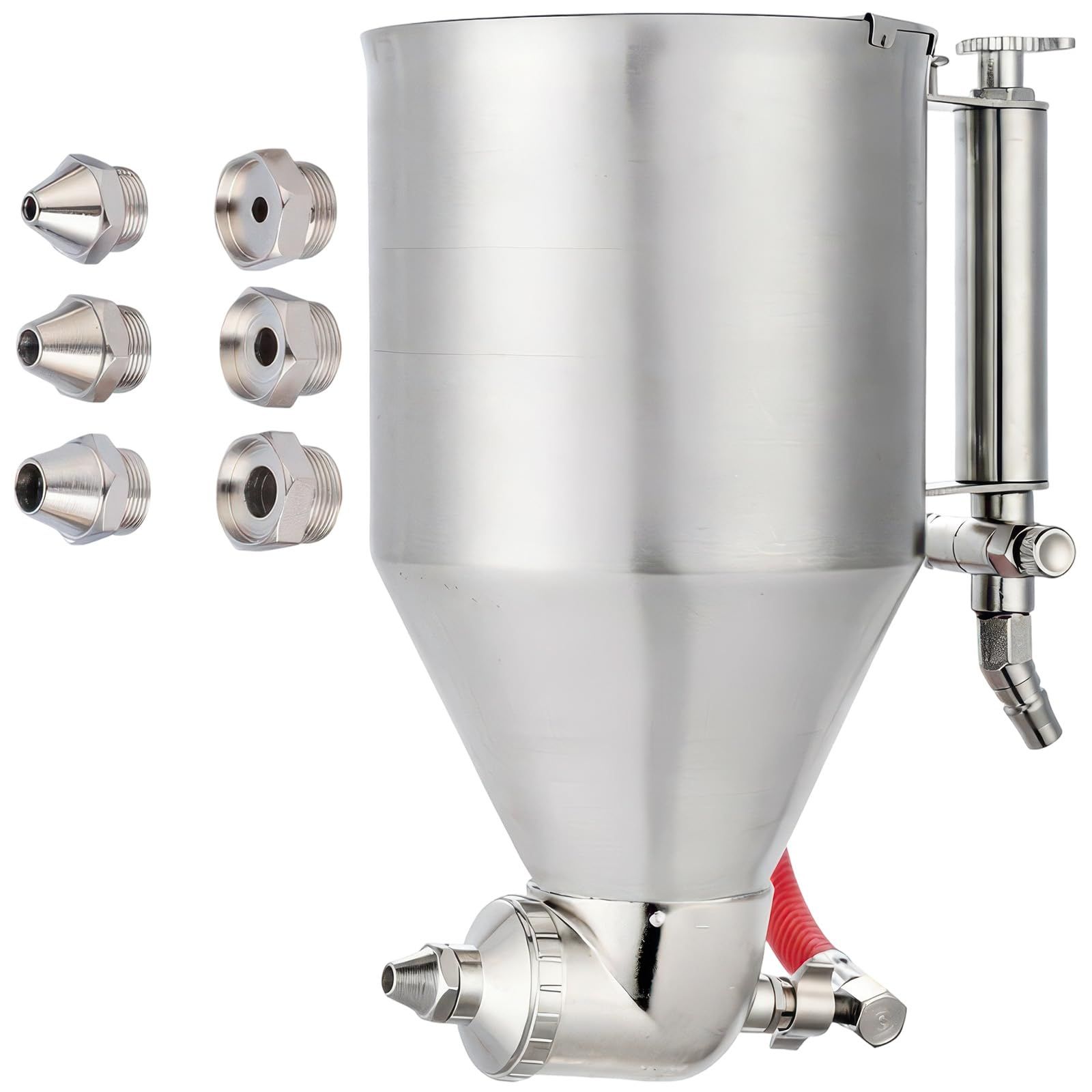 塗装ガン 重力式ホッパー 3.5L ステンレス製 4/6/8mmノズル6種（平/尖）付属 珪藻土・真石漆・スタッコ・パテ・ラテックス対応 内装・外壁・天井の吹付け仕上げ用(沖縄・離島の方不可) 63d9da10