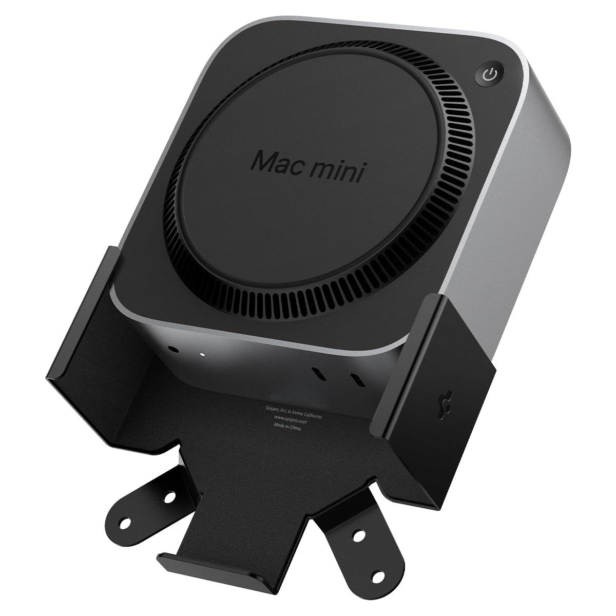 Spigen Apple Mac mini M4/M4 Pro(2024年モデル)対応マウント デスク下 モニター 付着可能 壁マウント VESA互換 スクラッチ防止 - LD205 AMP09226（ブラック）ｍａ