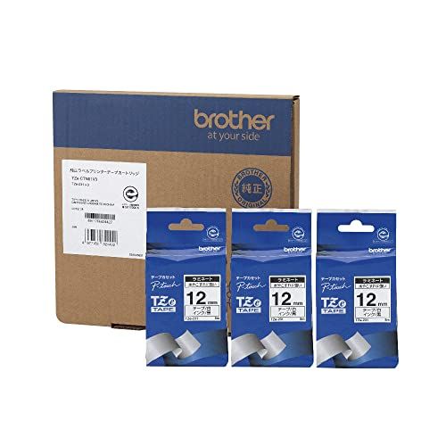 ブラザー工業 【brother純正】ピータッチ ラミネートテープ TZe-CTN01V3 (TZe-231/3本パック) 12mm 白・白・白ｍａ