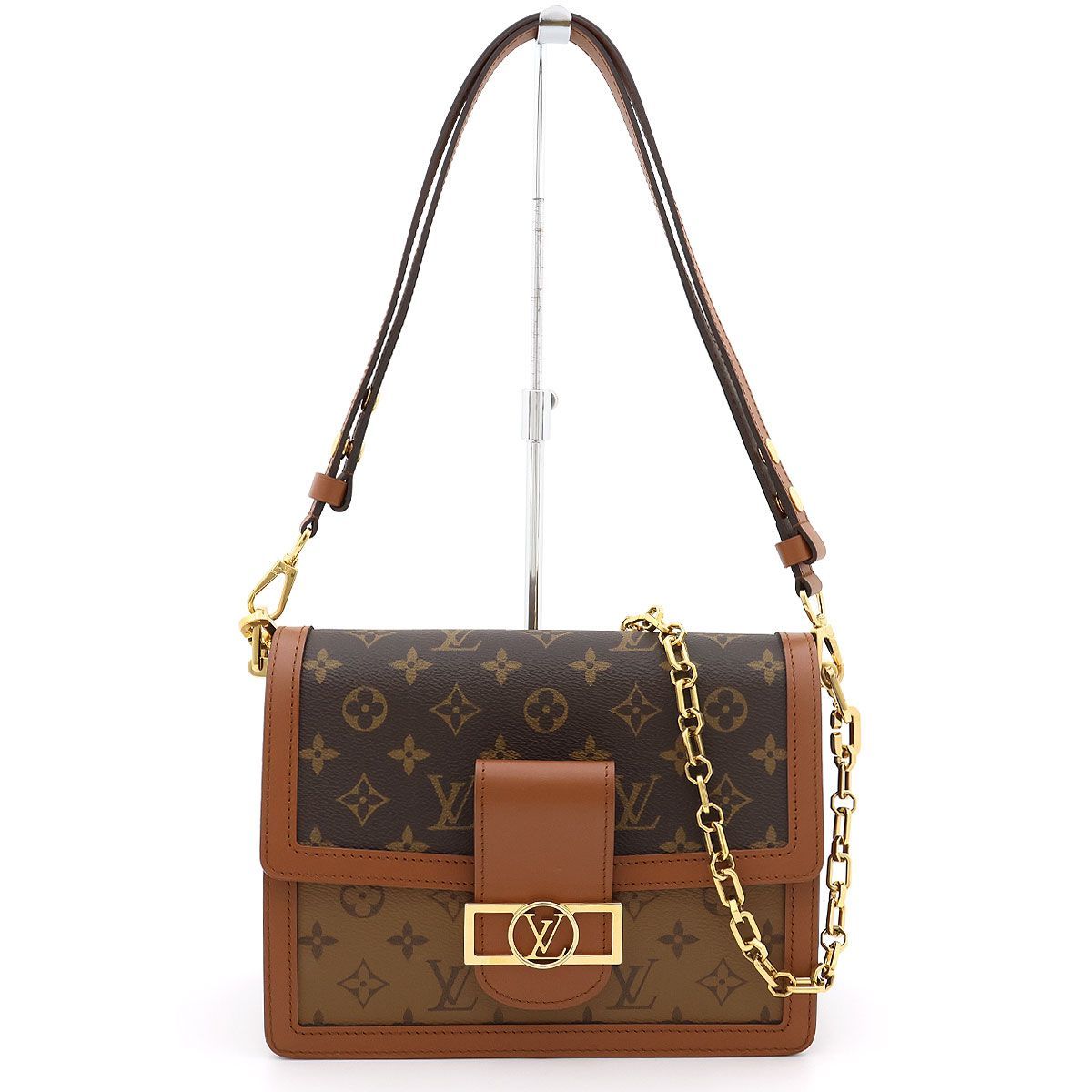 【 美品 】LOUIS VUITTON ルイ・ヴィトン ショルダーバッグ モノグラム モノグラムリバース ドーフィーヌ MM M45958 ブラウン 2way チェーンショルダー フランス製