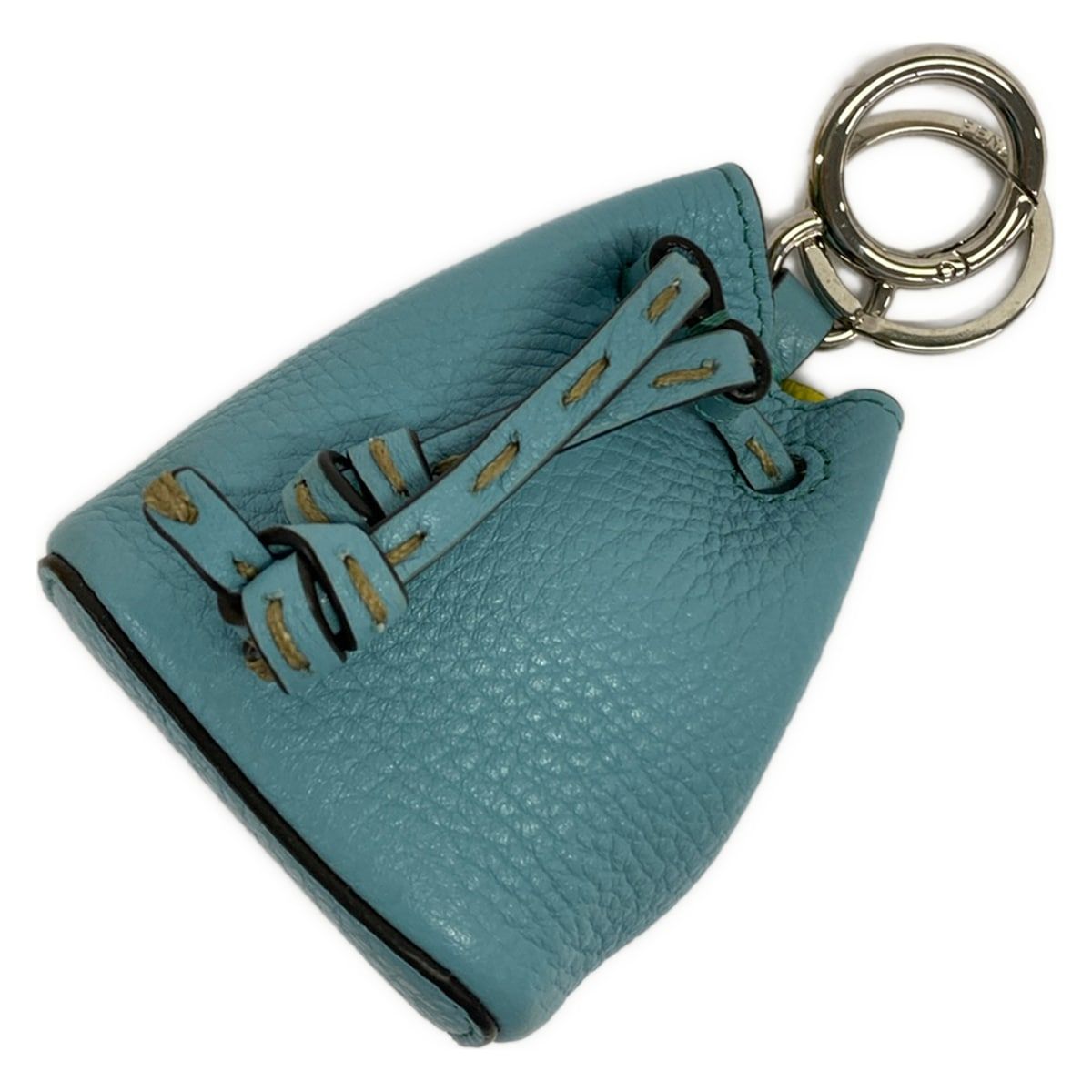 FENDI(フェンディ) キーホルダー(チャーム)美品 ナノモントレゾール チャーム 7AR762 ブルーグリーン バッグモチーフ レザー