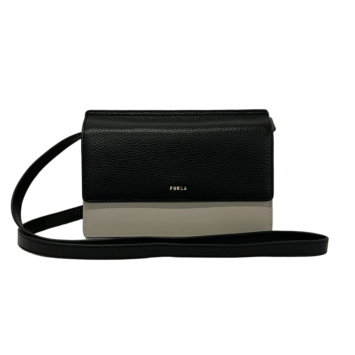 レディース FURLA(フルラ) 財布美品 - 黒×グレー ショルダーウォレット 