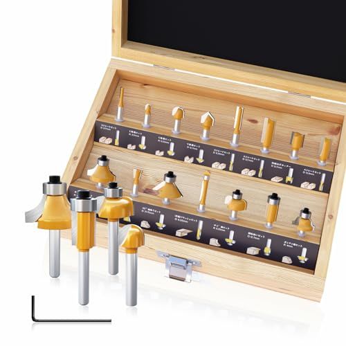 ☆新品☆CSOOM プロ木工トリマービットセット 超硬ルーターセット 15本組 軸径6mm木工工具のルータビットセット 木製収納ボックス付き b24f0f66