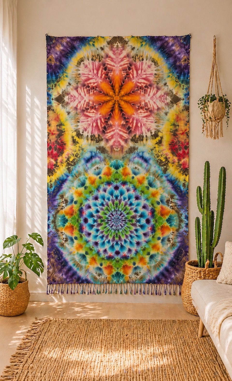 タイダイ染め タペストリー Hippies Dye最新作 翠と紅 HD13-20