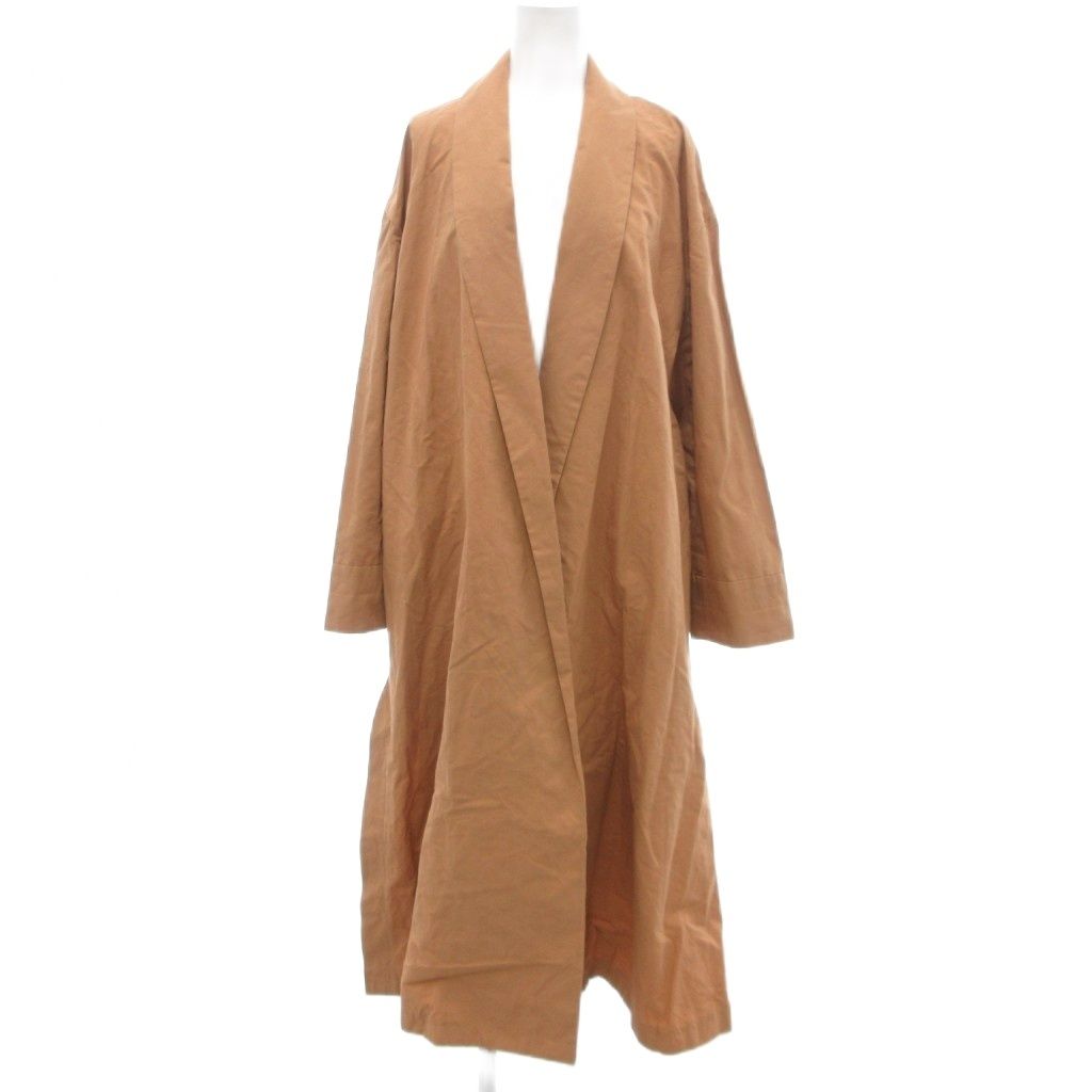 プラージュ Plage 美品 ロングコート リネン混 ショールカラー 38 ライトブラウン /UO ■GY62