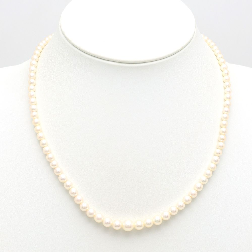 【楠本質店/元住吉】ミキモト/MIKIMOTO　シルバー　パール グラデーション ネックレス　パール3.5-7.0mm　46cm【中古】