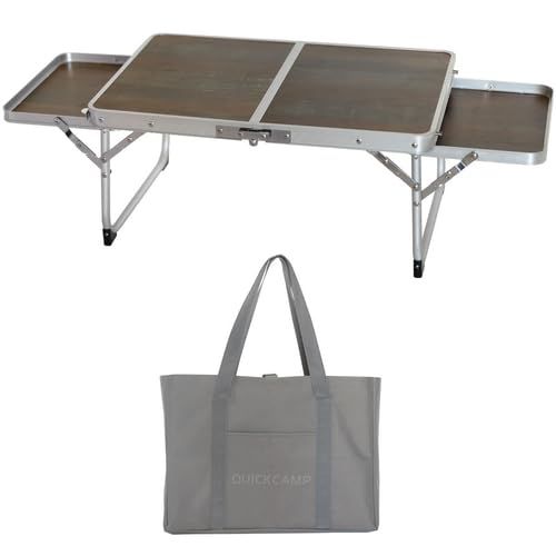 [クイックキャンプ] サイドテーブル付き ピクニックテーブル アウトドア バーベキュー ローテーブル 折りたたみテーブル BBQ レジャー 運動会 収納袋付きas 1d85d431