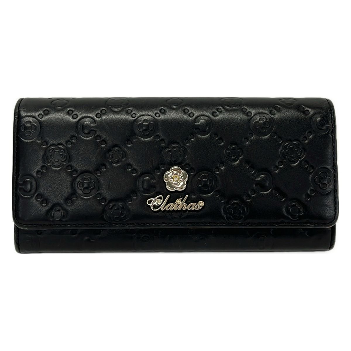 CLATHAS(クレイサス) 長財布 - 黒 型押し加工/フラワー(花) レザー