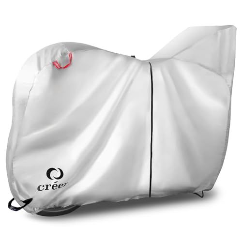 【防水強化】 cr?er(クレエ) 自転車カバー サイドファスナー 防水 厚手 防犯 紫外線防止 210D 破れにくい 29インチまで対応 (シルバー, ハイバック)★m