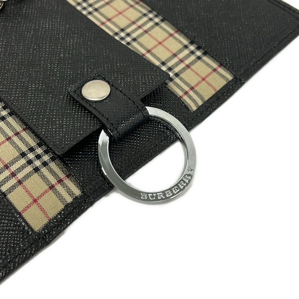 BURBERRY バーバリー 4連キーケース レザー ブラック BURBERRY/Burberry(バーバリー) キーケース美品 - 黒 4連フック レザー