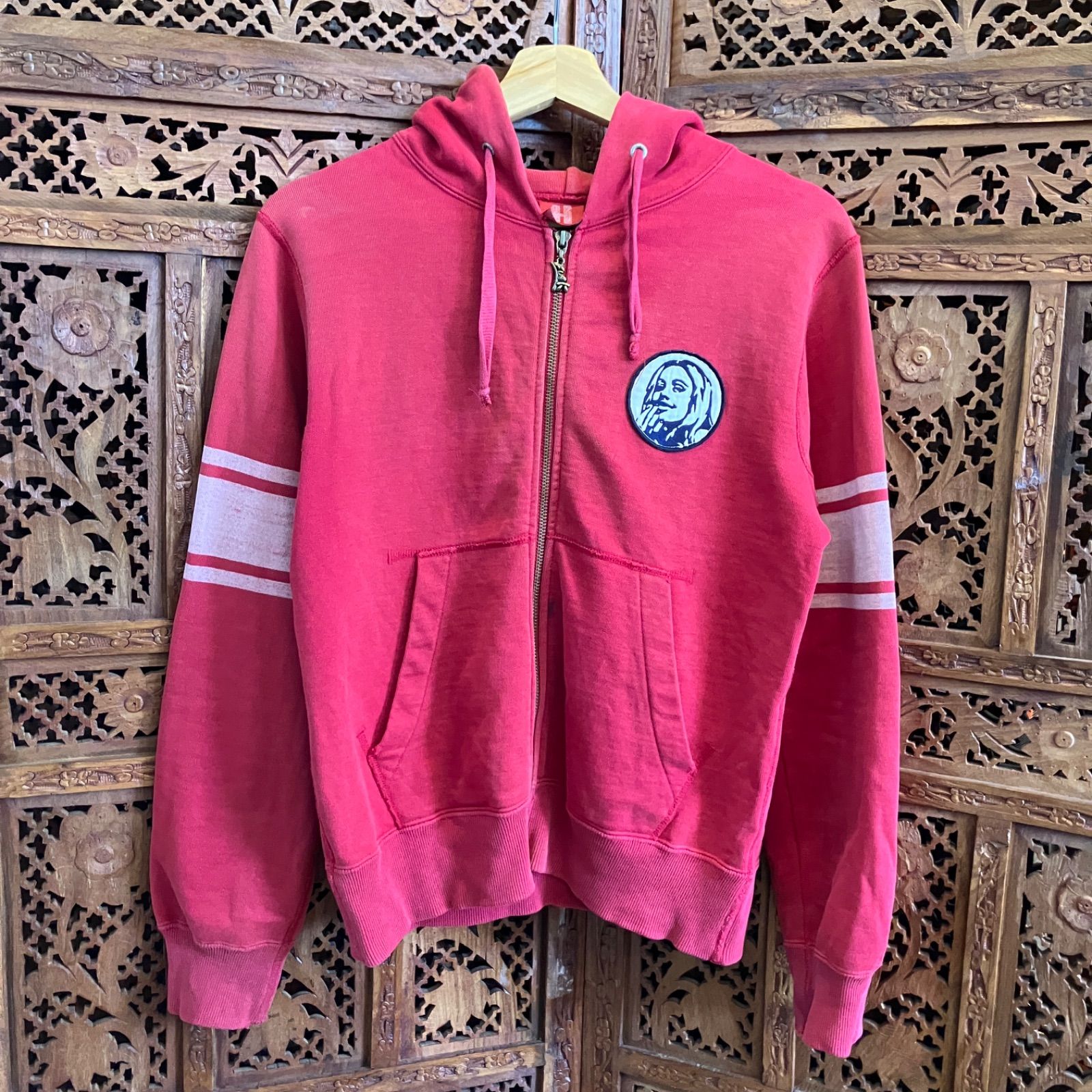 QY HYSTERIC GLAMOUR フルジップパーカー ヒステリックグラマー ダブルジップ ヒスガール 赤 レッド 日本製 Y2K 古着