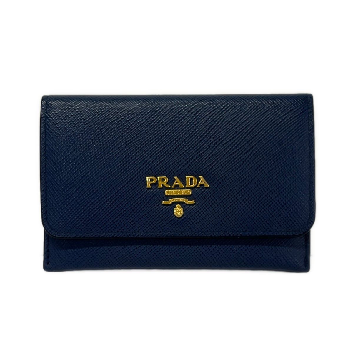 PRADA(プラダ) カードケース美品 - ネイビー×ゴールド レザー 16,380円