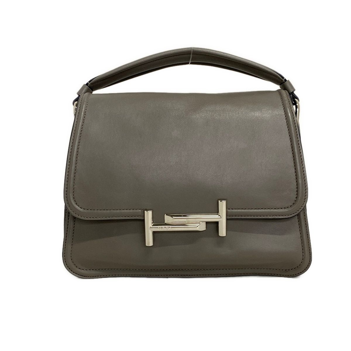 TOD'S(トッズ) ハンドバッグ美品 ダブルT グレー 2way/チェーンショルダー レザー