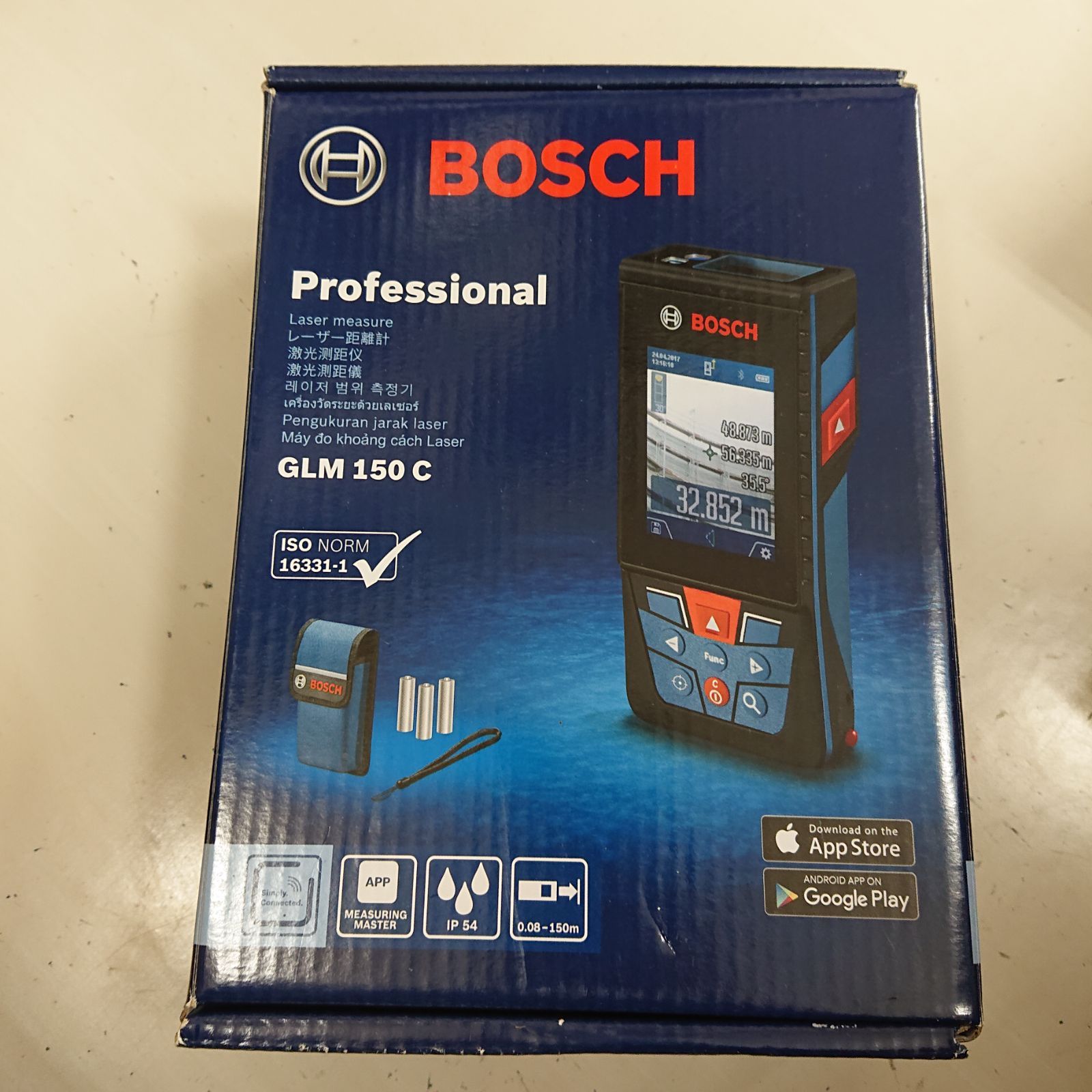 未使用品 BOSCH 測定範囲0.08m～150m レーザー距離計 通電確認済み GLM150C ボッシュ ◆管理番号 x4149
