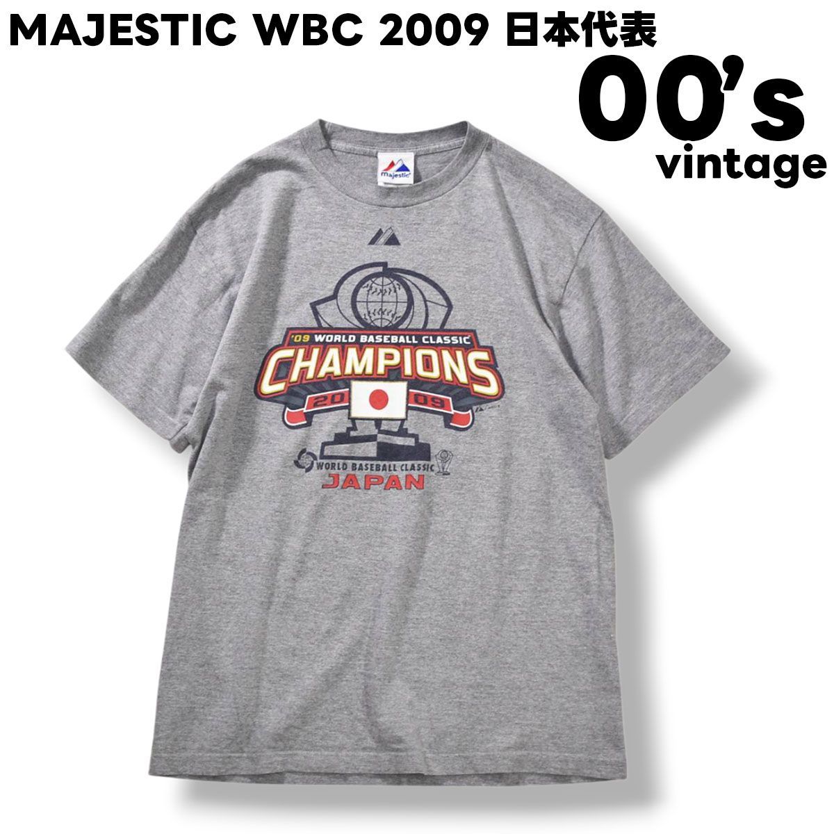 00s ヴィンテージ マジェスティック MAJESTIC ワールド ベースボール クラシック World Baseball Classic WBC 2009 日本代表 優勝記念 プリント Tシャツ L グレー スポーツ 野球 メンズ 9,984円