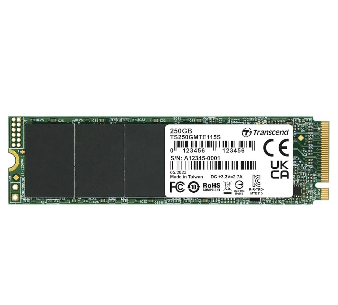 ＜サ＞トランセンド M.2 NVMe SSD 250GB 2280 PCIe Gen3×4　TS250GMTE115S