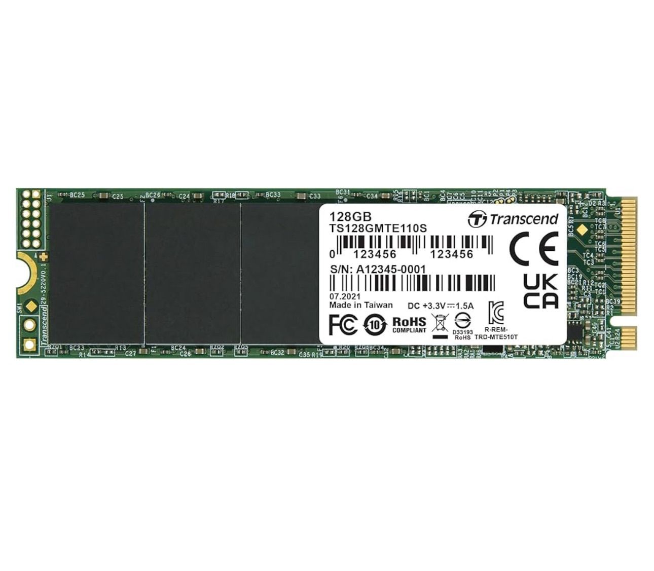 ＜サ＞トランセンドジャパン Transcend PCIe M.2 SSD (2280) 128GB NVMe PCIe Gen3 x4 3D TLC　TS128GMTE110S