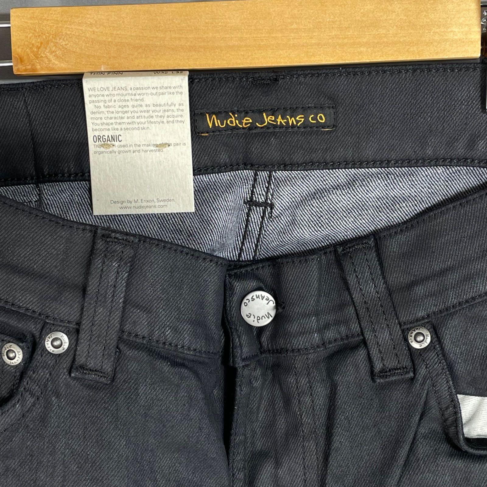 新品タグ付】ヌーディージーンズ THIN FINN BACK 2 BLACK W32 - メルカリ
