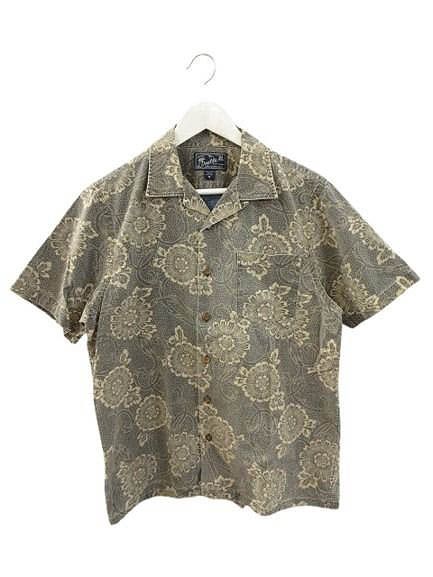 ダブルアールエル RRL 半袖 オープンカラーシャツ 総柄 M グレー系 ☆AA★