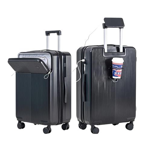 [Yuweijie] スーツケース 拡張型 フロントオープン 機内持ち込み ストッパー付き キャリーケース sサイズ 2泊3日 軽量 大容量 多機能 トップポケット ファスナー パソコンケース キャリーバッグ USB カップホルダー付き 携帯スタンド 頑丈ｍａ