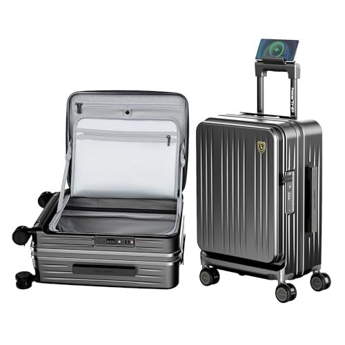 [New Trip] スーツケース キャリーケース フロントオーポン 片開き PC100% 拡張機能付き 機内持ち込み キャリーバッグ USBポート付き ストッパー付き スマホスタンド 隠しフック 軽量 大型 S/M/Lサイズ 耐衝撃 ファスナータイプ 静ｍａ