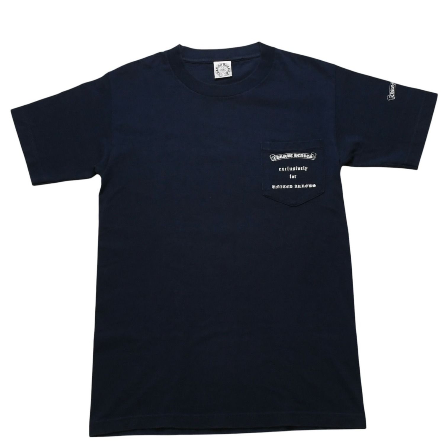 CHROME HEARTS クロムハーツ ユナイテッドアローズコラボTシャツ 半袖Tシャツ ポケットTシャツ ネイビー ダガーロゴ 美品 中古 4a001877